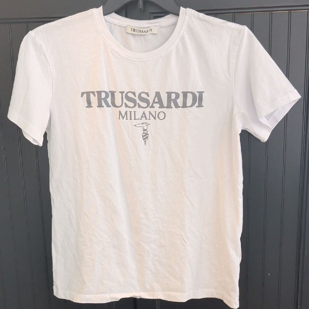 Trussardi Milano White T-shirt, Size L, New Washed